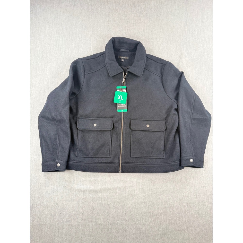 Banana Republic Women Black Full Zip Cropped Utility Jacket XL NWT 189739-01-1